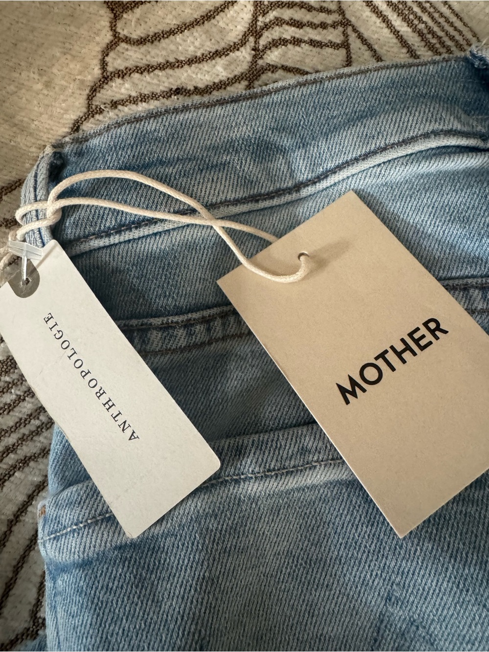 MOTHER Light Blue Wide-Leg Jeans with Red Bow Detail - Picture 4 of 5